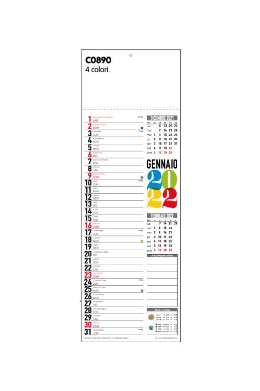 Calendario Olandese Trimestrale
